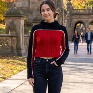 Vintage Red and Black Women's Sweater